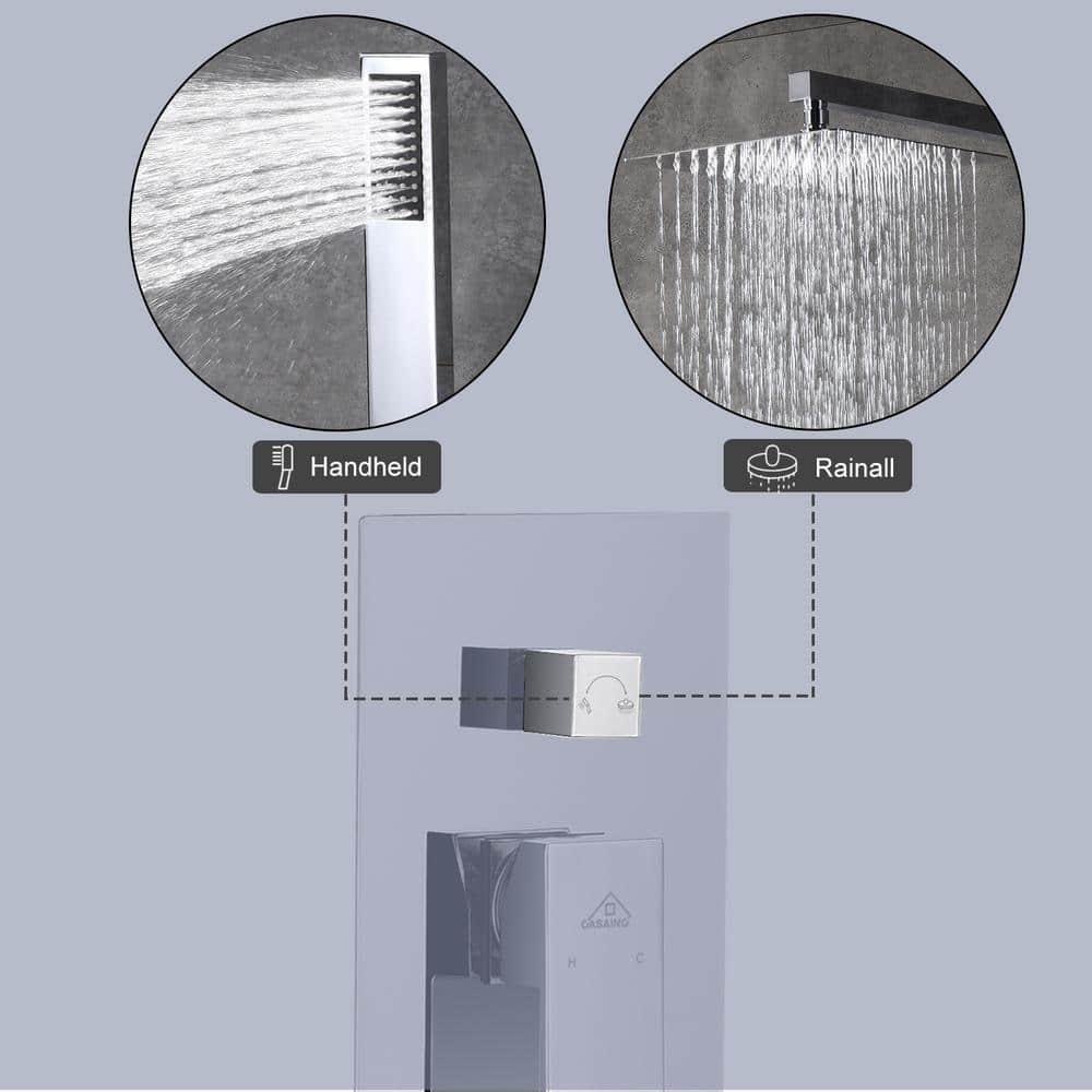 CASAINC 10" Wall Mounted Dual Shower Heads Shower Valve Trim System Kit