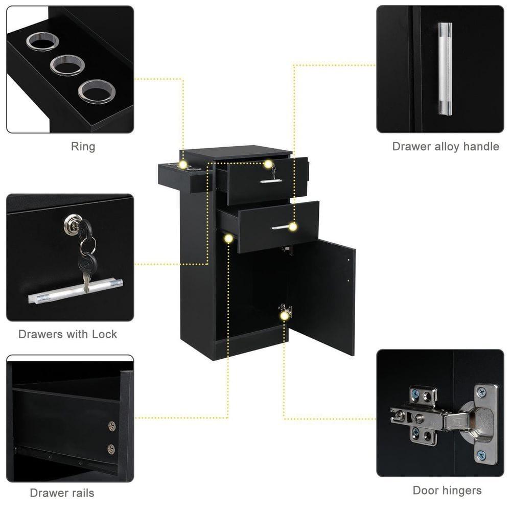 Ktaxon Locking Beauty Salon Storage Cabinet Hair Dryer Holder Stylist Spa Equipment Black