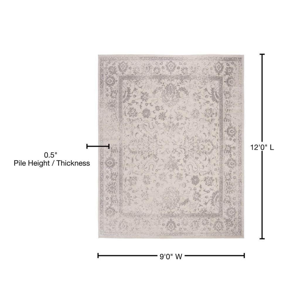 Adirondack ADR109 Machine Made Indoor Area Rug - Ivory/Silver - 9'x12' - Safavieh