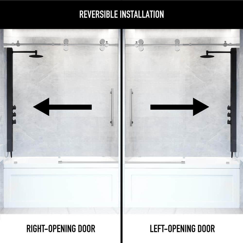Elan 56-60" W x 66" H Sliding Frameless Tub Door with 3/8" Laminated Glass