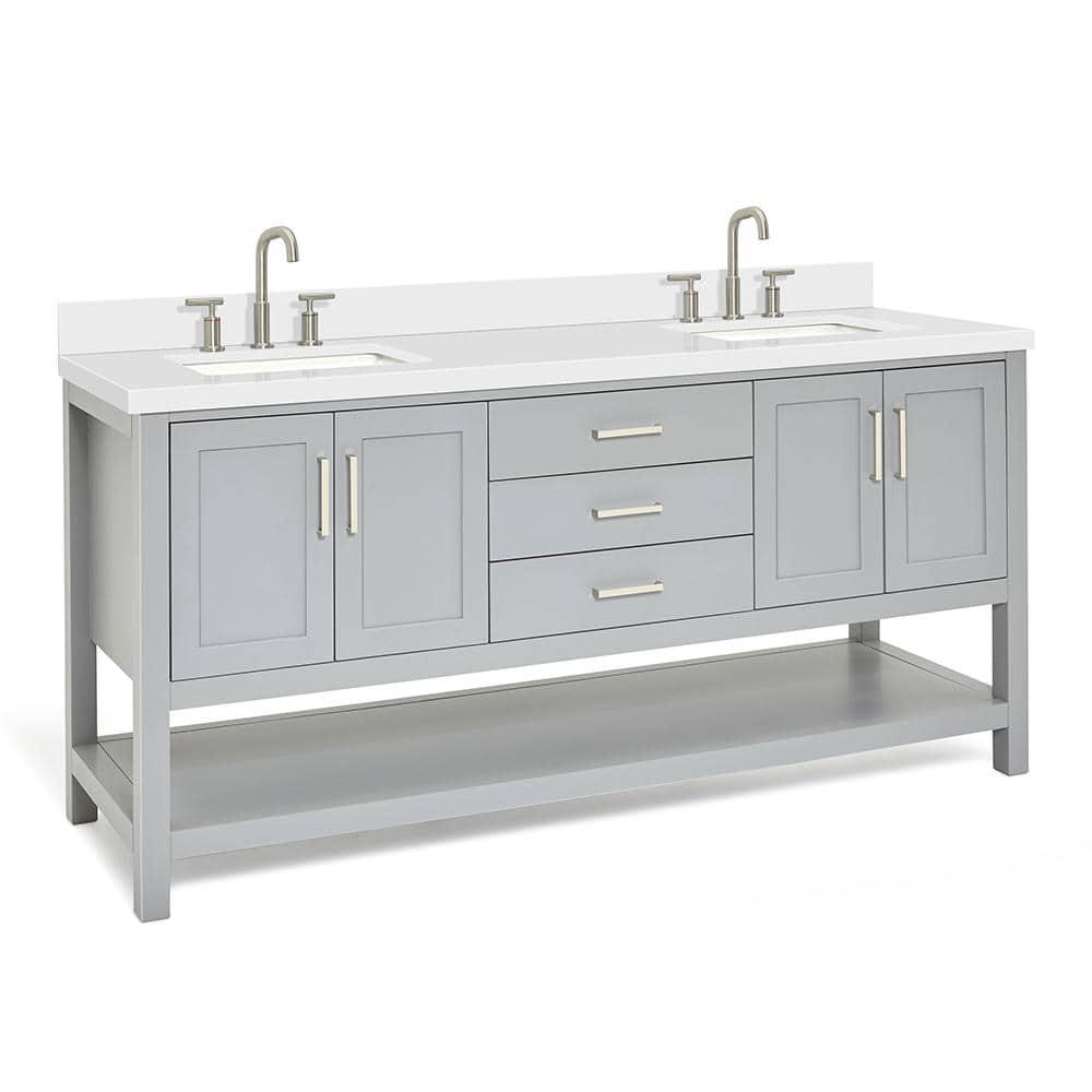 Ariel S073dwqrvo Magnolia 72" Free Standing Double Basin Vanity Set - Grey / Pure White