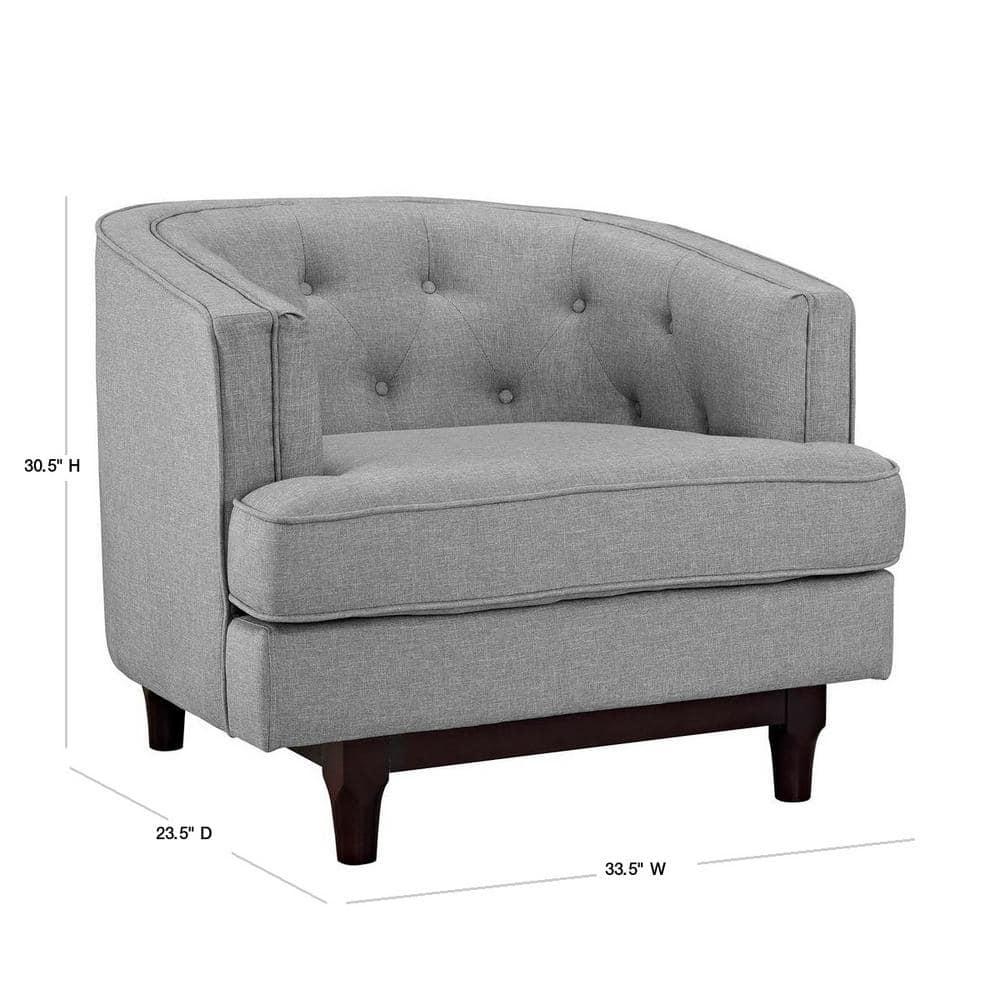 Modway Coast Upholstered Fabric Armchair in Light Gray