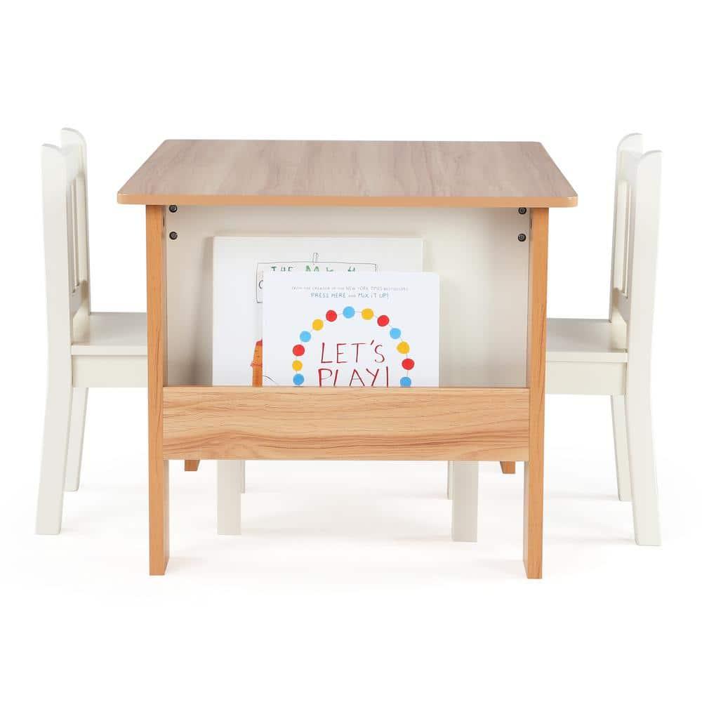 Humble Crew 3pc Journey Collection Kids' Table and Book Rack with Chairs Natural/White