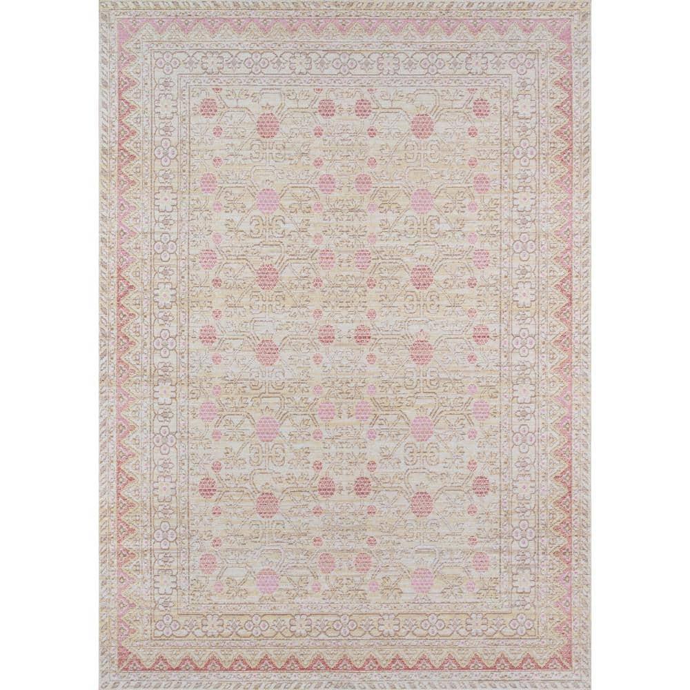 4'x6' Floral Loomed Area Rug Pink - Momeni: Modern Botanical Design, Low Pile, Polyester, Indoor Use
