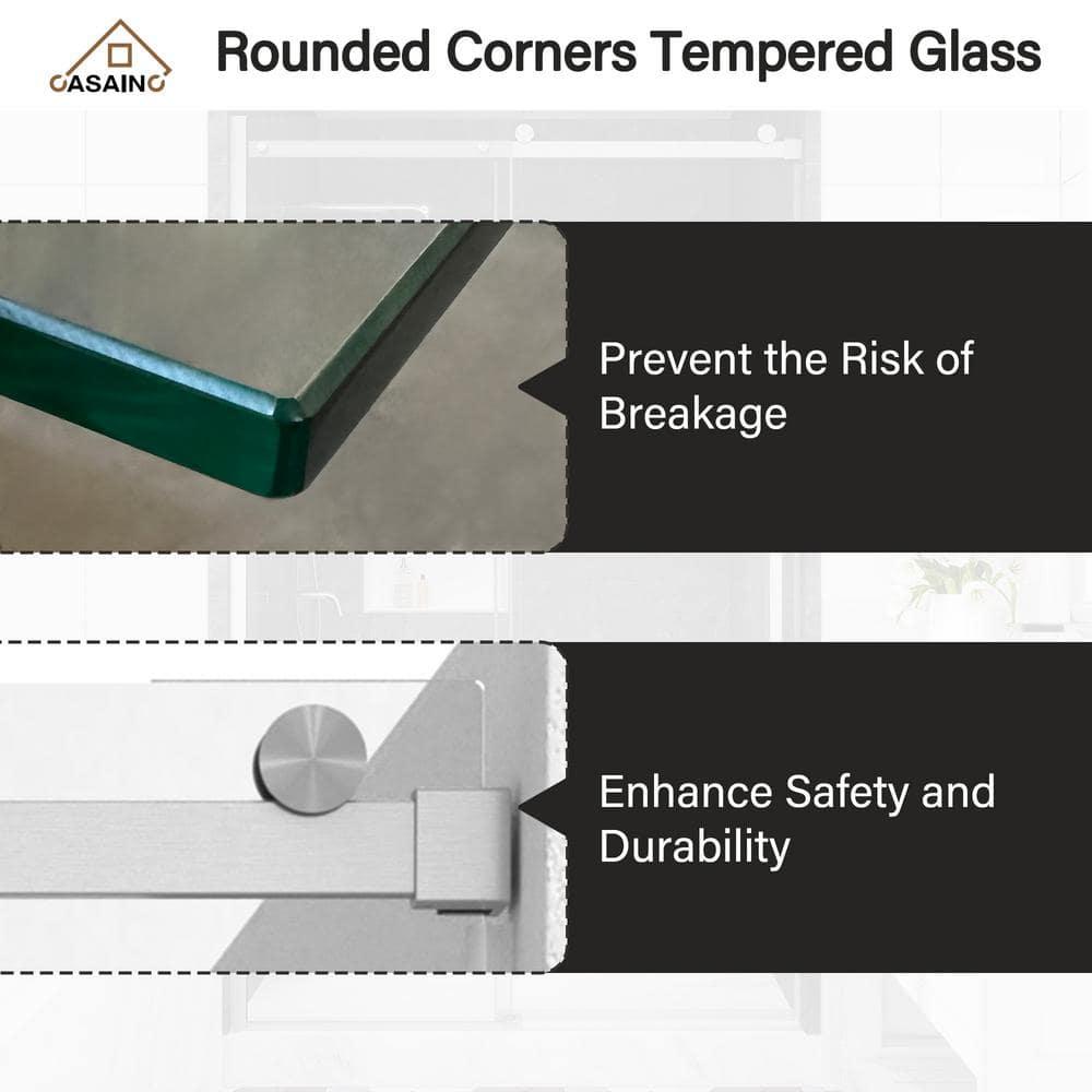 44"-48" W x 76" H Frameless Single Sliding Shower Door with Soft-Closing and Clear Tempered Glass