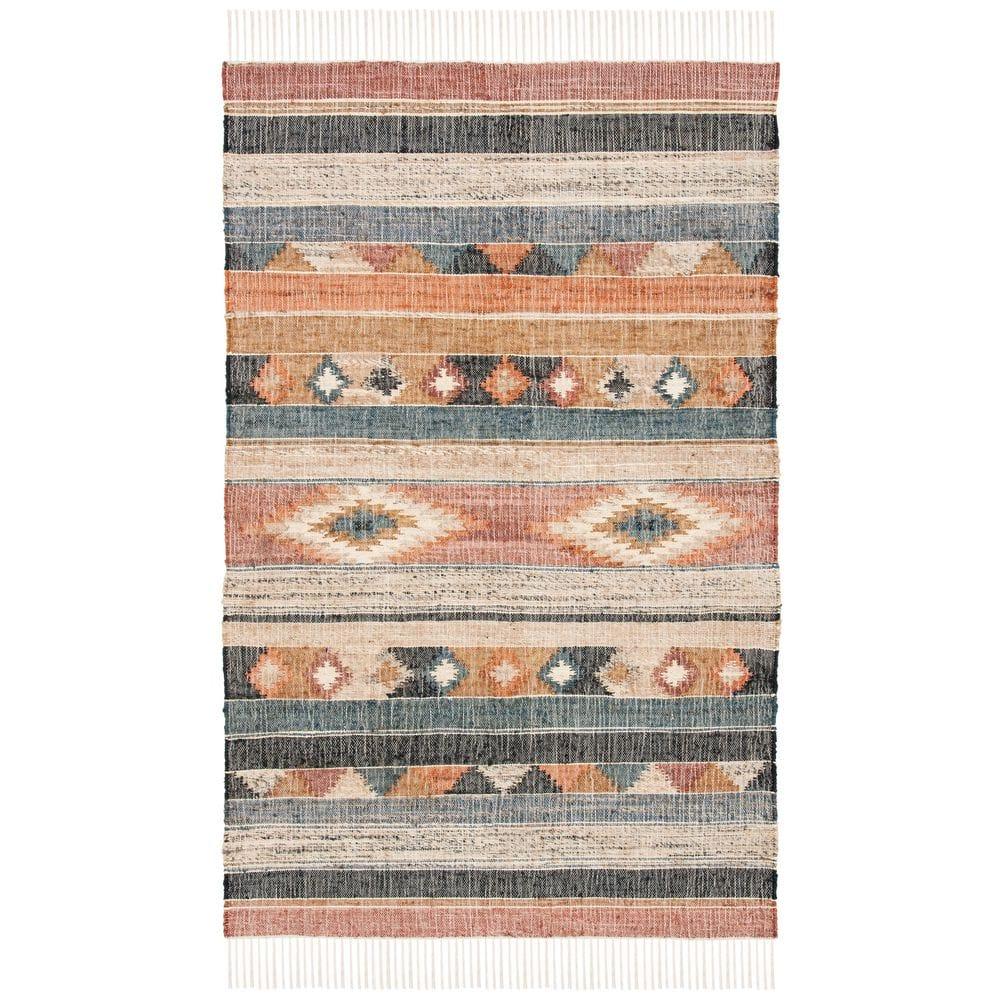 Kilim KLM177 Flat Weave Area Rug - Blue/Rust - 5'x8' - Safavieh