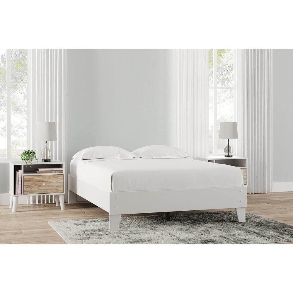 Full Piperton Platform Bed White - Signature Design by Ashley: Modern Style, No Box Spring Needed