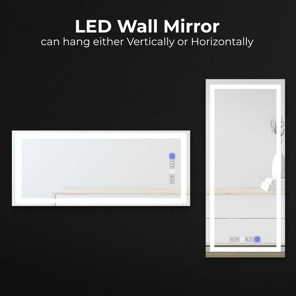 18"x40" LED Dimmable Bathroom Mirror Rectangle LED Lighted Wall Mounted Mirror for Vanity Room with Touch Button and Anti-Fog Function by Fab Glass and Mirror
