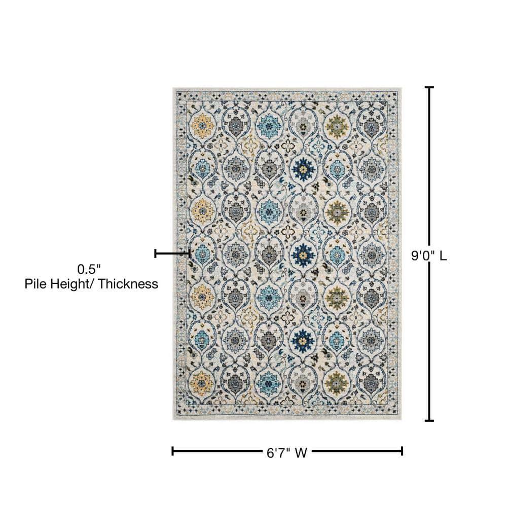 Evoke EVK210 Power Loomed Area Rug - Ivory/Blue - 6'7"x9' - Safavieh.