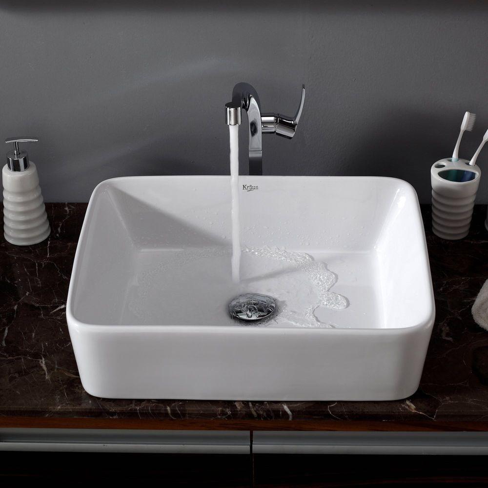 Ceramic Rectangular Vessel Bathroom Sink