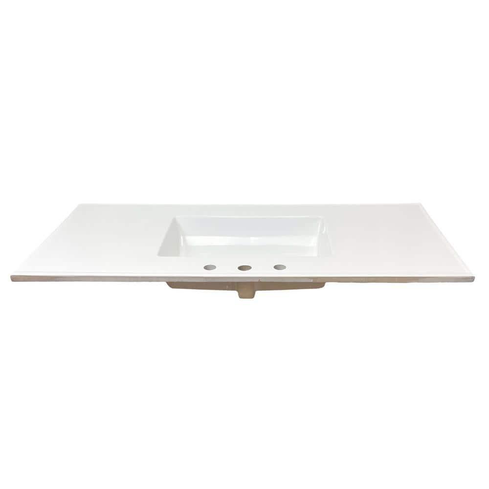 49 in. Drop-in Vitreous China Bathroom Sink Top in White with 3-Faucet Holes