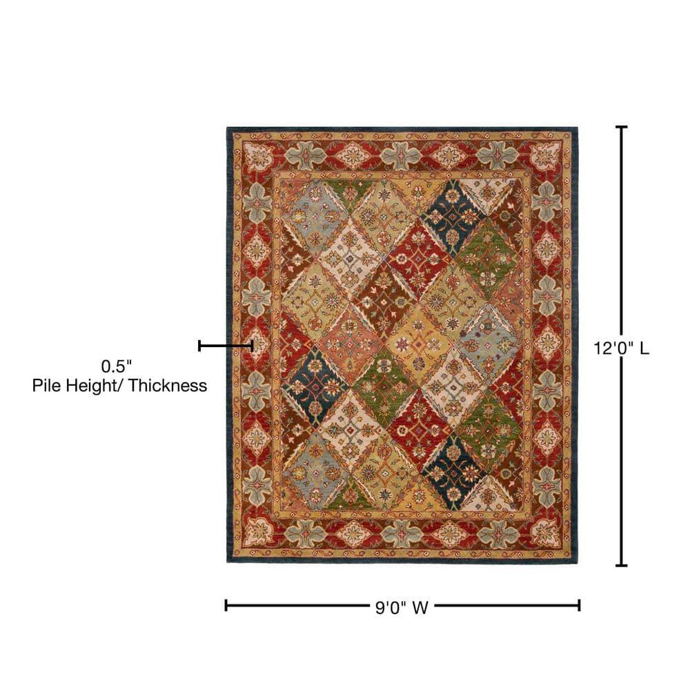 SAFAVIEH Heritage Alfombra Tradicional de Lana Abbey, Verde/rojo, 9' x 12'