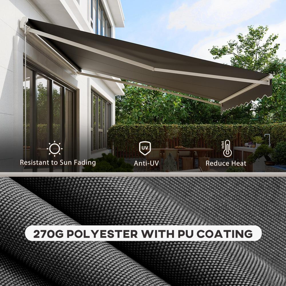 Outsunny Electric Awning, Retractable Awning with Remote Controller and Manual Crank Handle