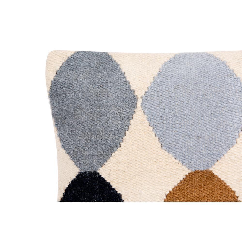 Creative Co-Op Woven Wool Blend Pattern Lumbar Pillow, Multicolor