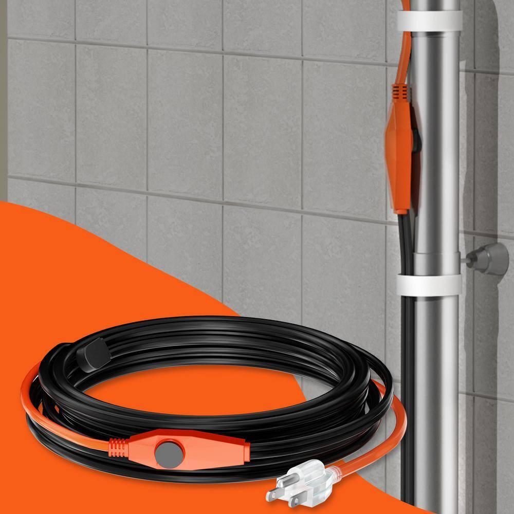 VEVOR Pipe Heating Cable 80FT 7W/FT Heat Tape for Pipes with Built-in Thermostat
