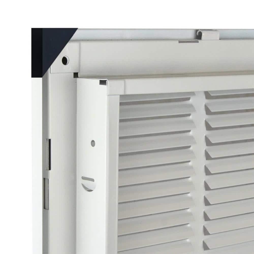 14x14 White Steel Return Air Filter Grille with Fixed Hinges