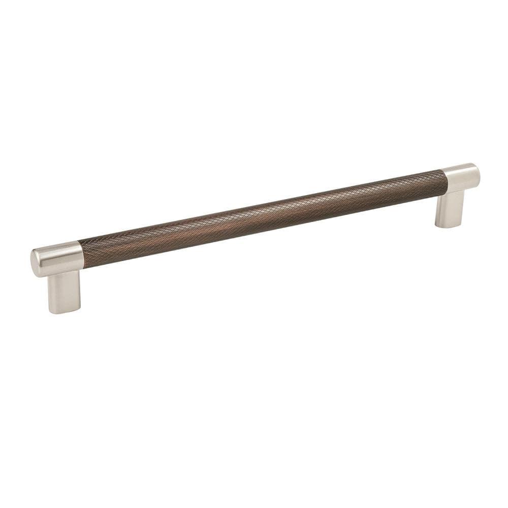 Amerock Esquire 10-1/16 inch (256mm) Center-to-Center Satin Nickel/Oil-Rubbed Bronze Cabinet Pull