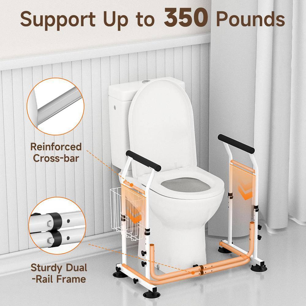 Toilet Safety Rails for Seniors, WAYES Toilet Safety Frame with Arms for Elderly, Handicap, Disabled, Adjustable Width and Height Fit for Most Toilets, 350lbs