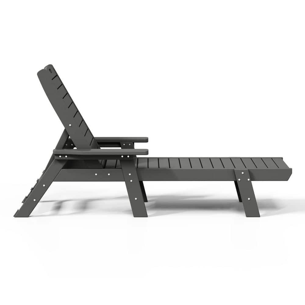 Polytrends  Laguna Hdpe All Weather Outdoor Patio Pool Reclining Chaise Lounge Gray