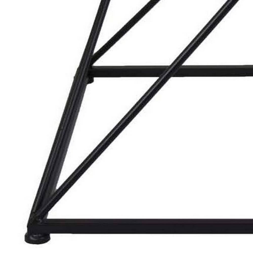 BenJara 21 Inch Plant Stand Side Table, Mirror Top, Black Geometric Metal Frame