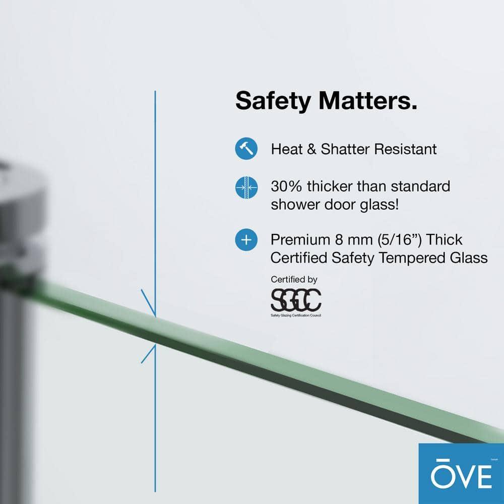 OVE Decors Bel Soft Close 48" x 78" Frameless Sliding Soft Close Shower Door