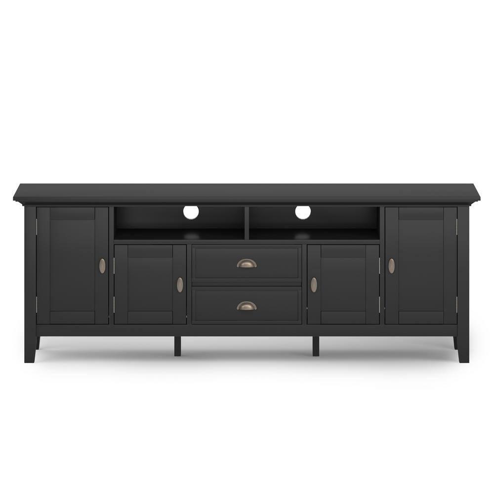 Simpli Home Redmond 72"W Solid Wood TV Stand for TVs up to 80" with Storage Cabinets