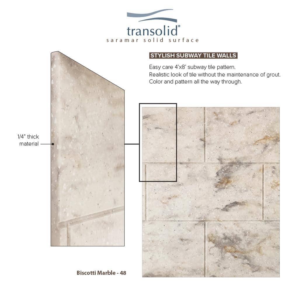 Transolid SaraMar 36'' W 36'' D 72'' H Glue Up Solid Surface Wall