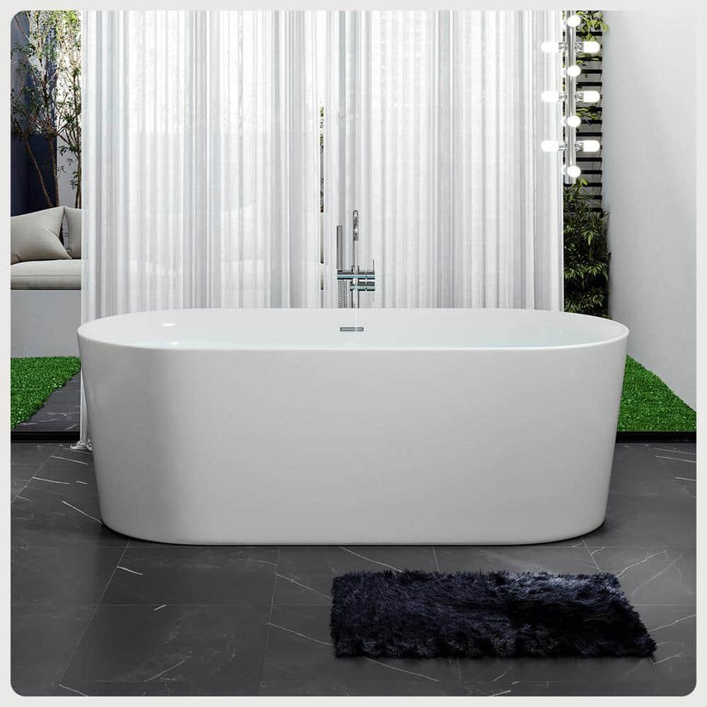 Rejoice 59'' x 29.5'' Freestanding Soaking Solid Surface Bathtub
