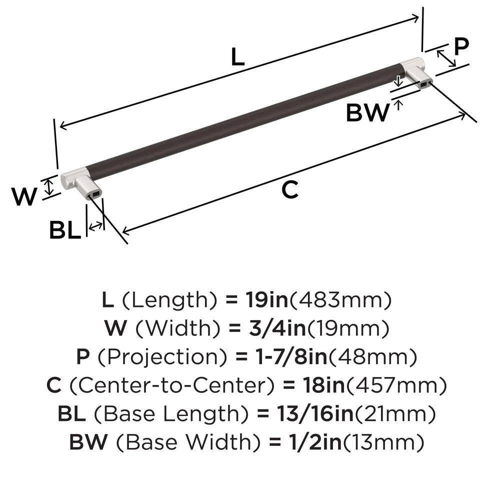 Amerock Esquire 18 inch (457mm) Center-to-Center Satin Nickel/Oil-Rubbed Bronze Appliance Pull