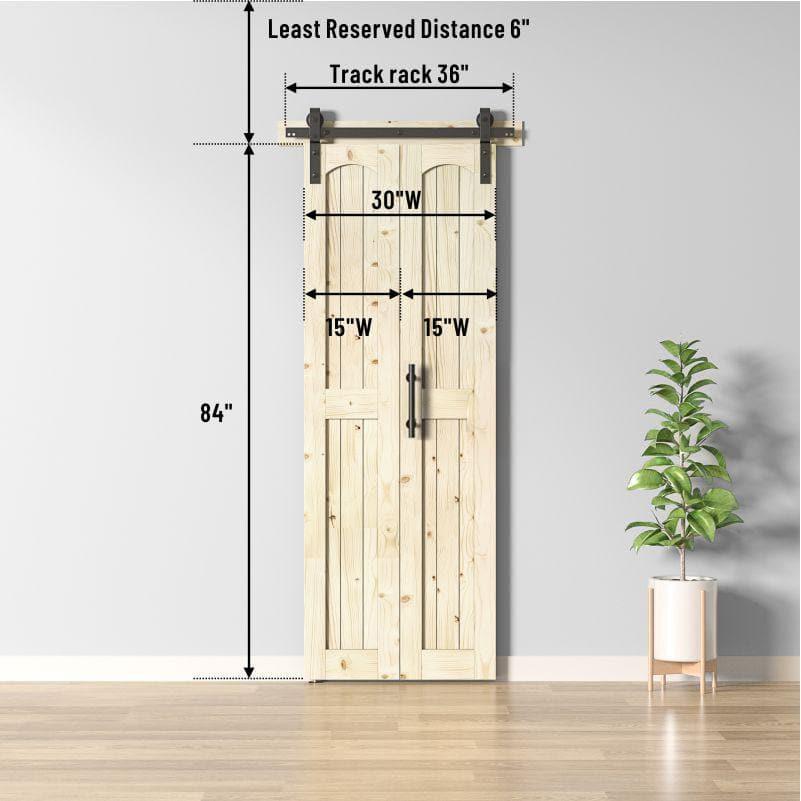 84'' Assembled Solid Wood Bi-Fold Barn Doors with Installation Hardware Kit