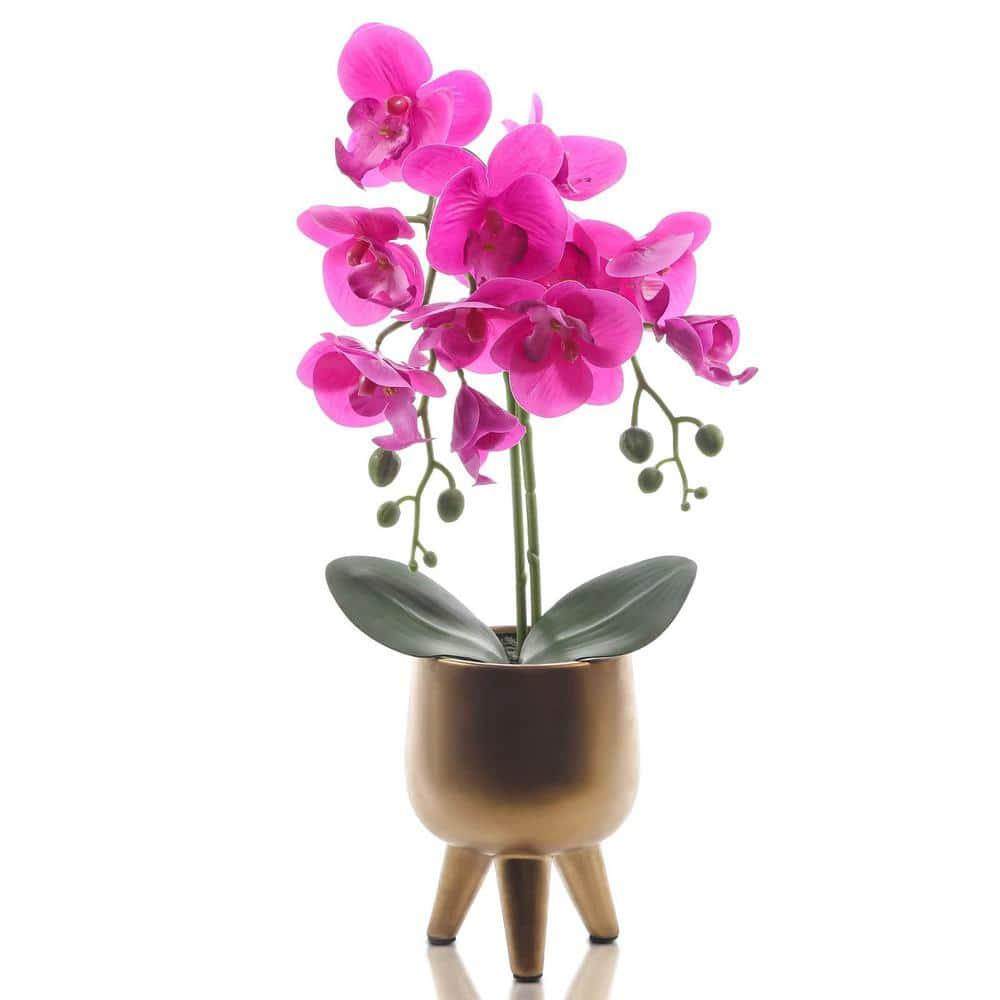 Forever Leaf Artificial Purple Orchid Plant for Decoration in Vase, Indoor Artificial Plant for Home Decor