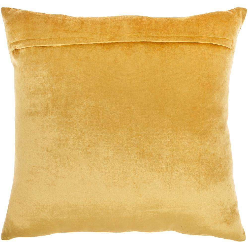 20"x20" Oversize Sofia Beaded Striped Square Throw Pillow Gold - Mina Victory: Velvet Texture, Indoor Elegance, Zippered