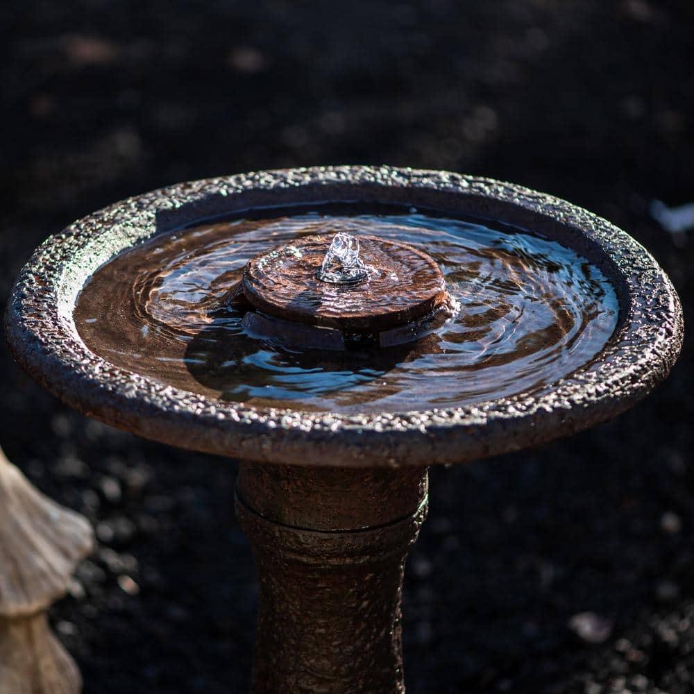 "X-Brand 23.43"" Tiered Resin Birdbath Garden Waterfall Fountain, Dark Brown"