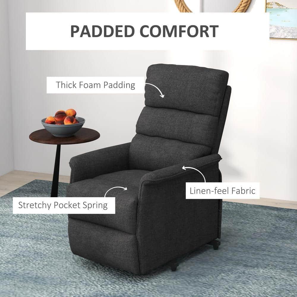 HOMCOM Electric Power Lift Recliner Chair for the Elderly, Fabric Lift Chair with Remote Control, Side Pockets for Living Room, Black
