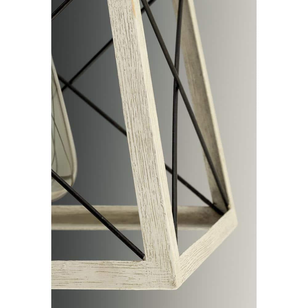 Progress Lighting Briarwood 1-Light Mini-Pendant, Steel, Graphite Finish, Faux-Painted Wood Enclosure