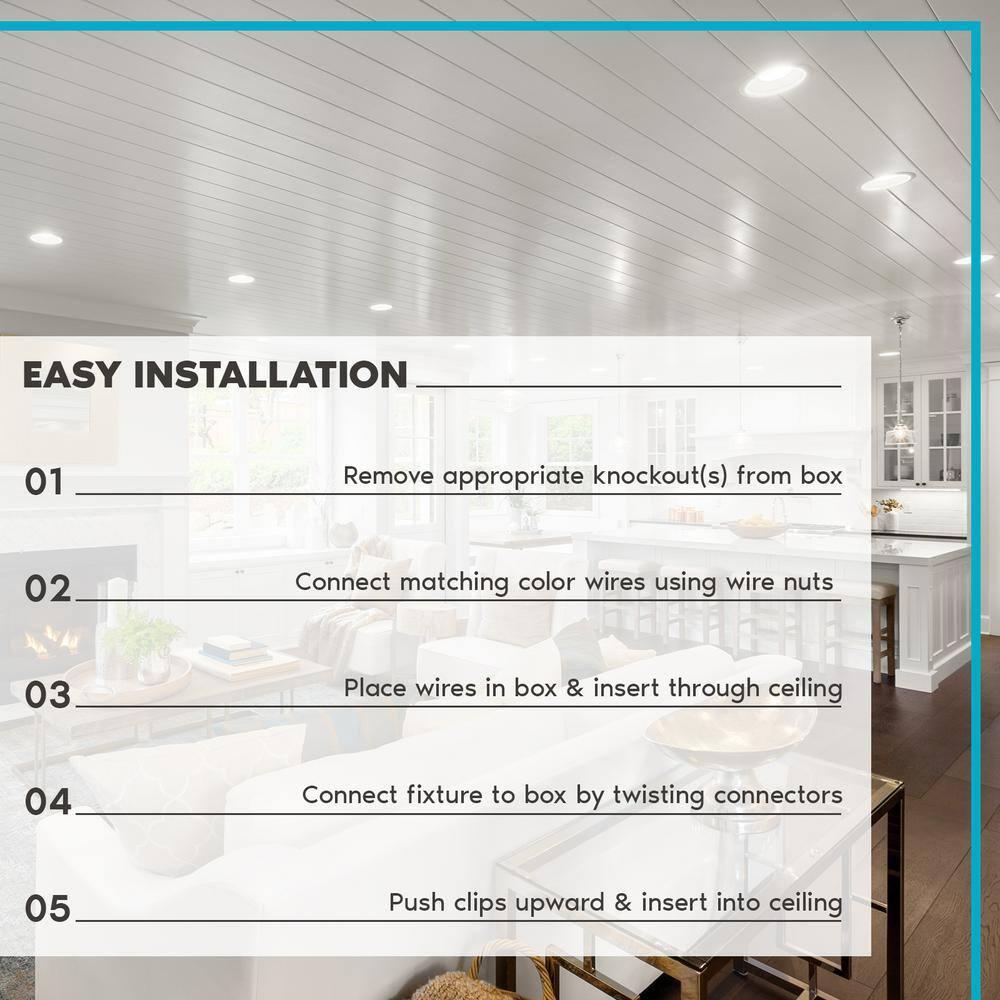 4" Regressed Selectable CCT New Construction LED Canless Recessed Lighting Kit