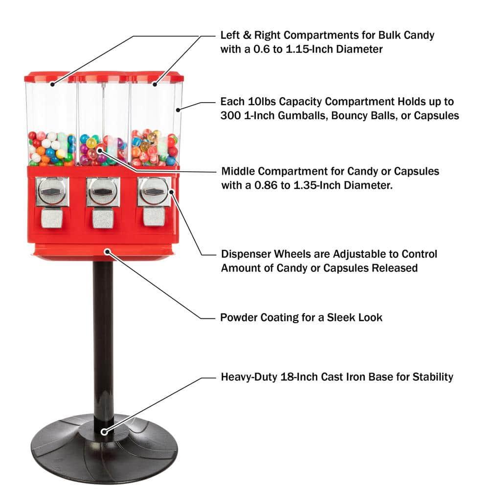 Great Northern Popcorn Great Northern Popcorn Triple Gumball Machine with Stand Red