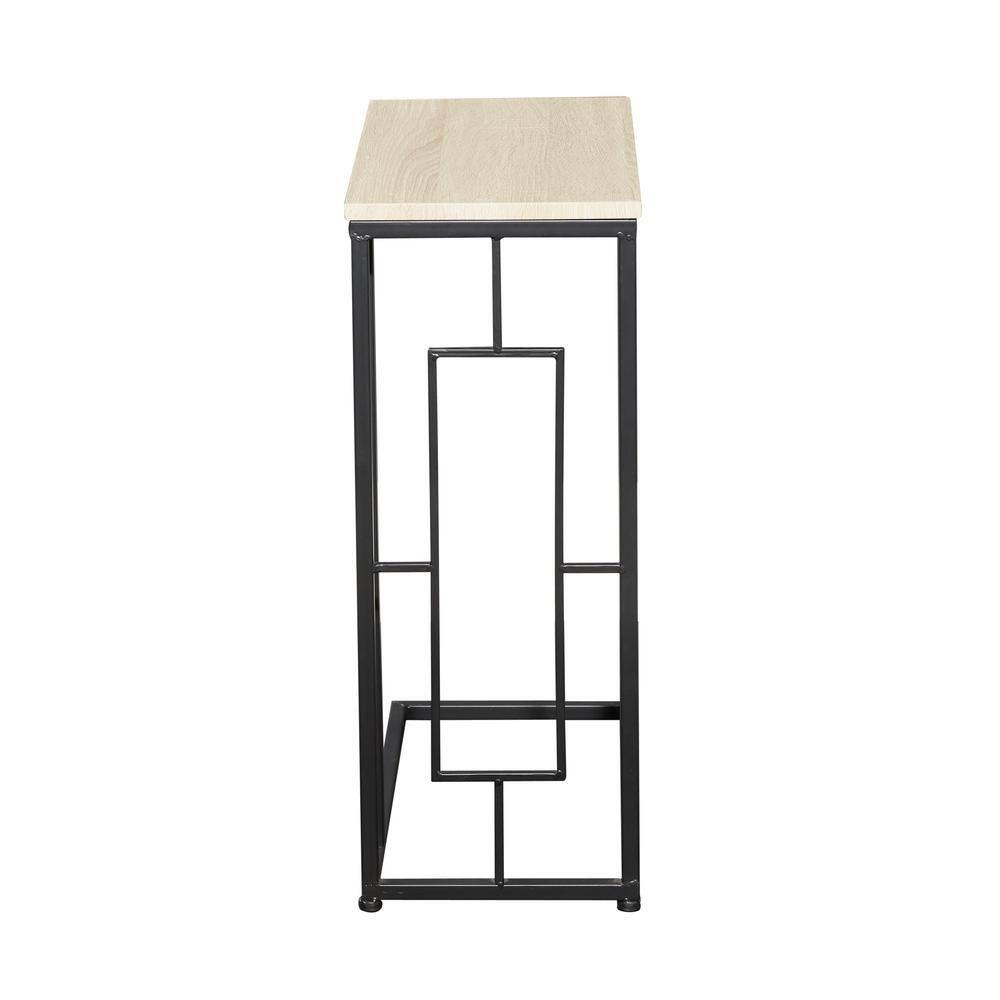 Olivia & May Contemporary Iron and Wood Accent Table Black: Sofa Side C-Table, Narrow Tray End Table