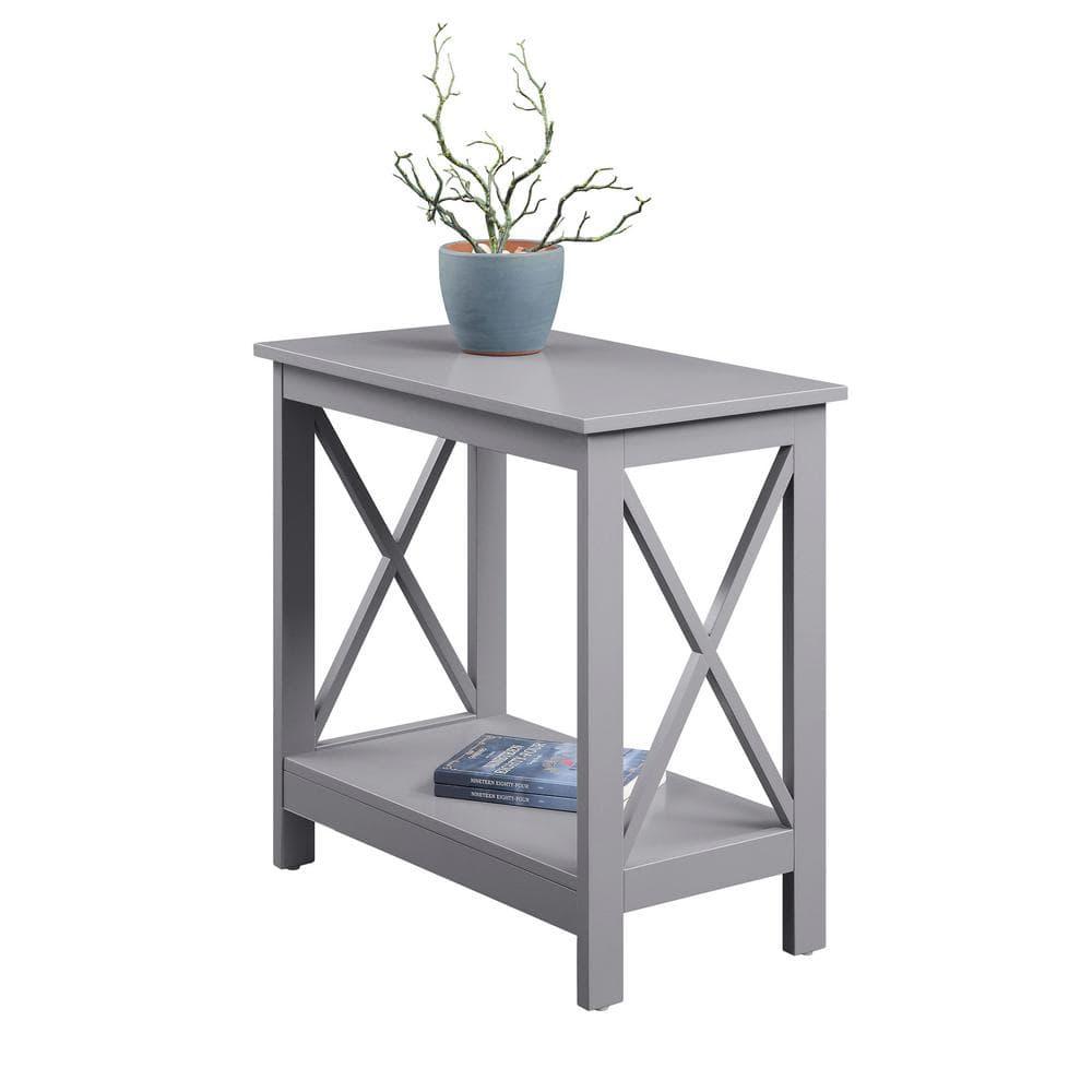 Oxford Chairside End Table with Shelf Gray