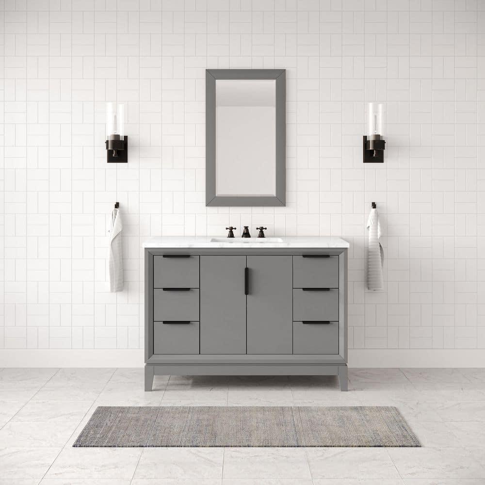 Water Creation Elizabeth 48" Wood Single Bathroom Vanity in Cashmere Gray/Bronze