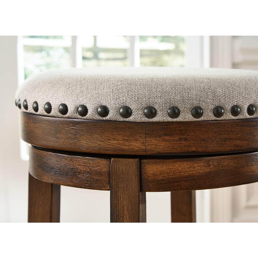 Gracie Oaks Marlar Swivel Upholstered Counter Stool with Solid Wood Frame