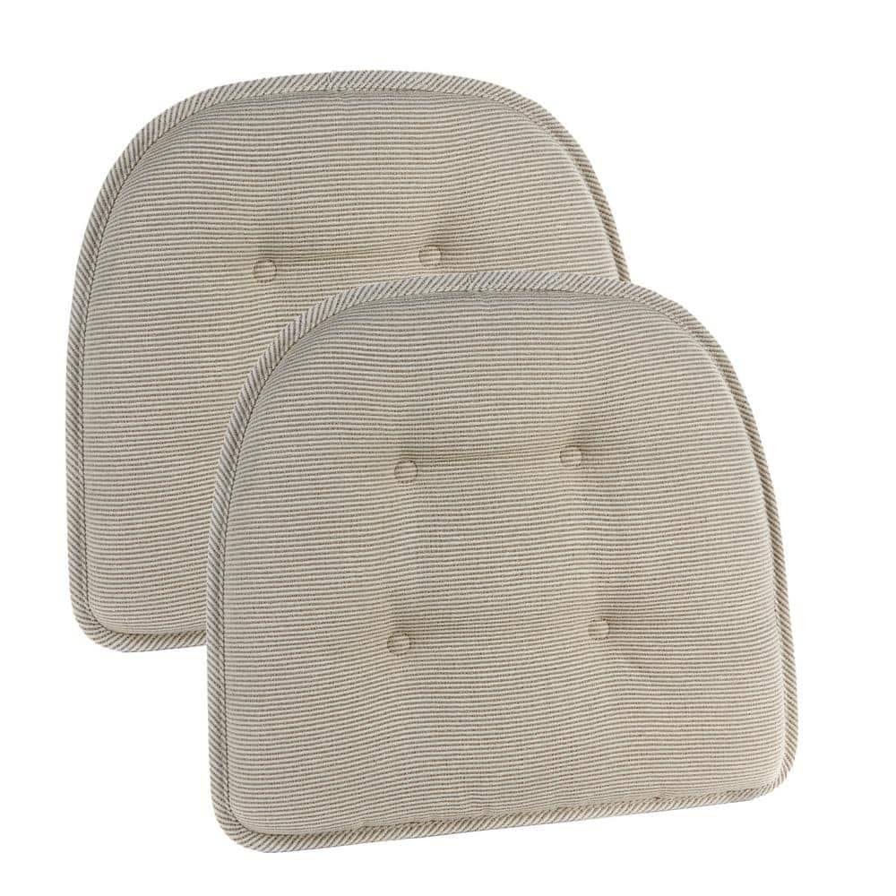 The Gripper Non-Slip 15" x 16" Saturn Tufted Kitchen or Dining Chair Cushions, Set of 2