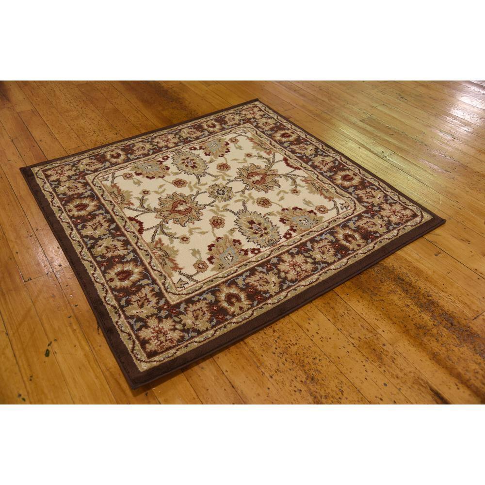 Unique Loom 4' 1 x 4' 1 Square Cream Voyage Springfield Area Rug