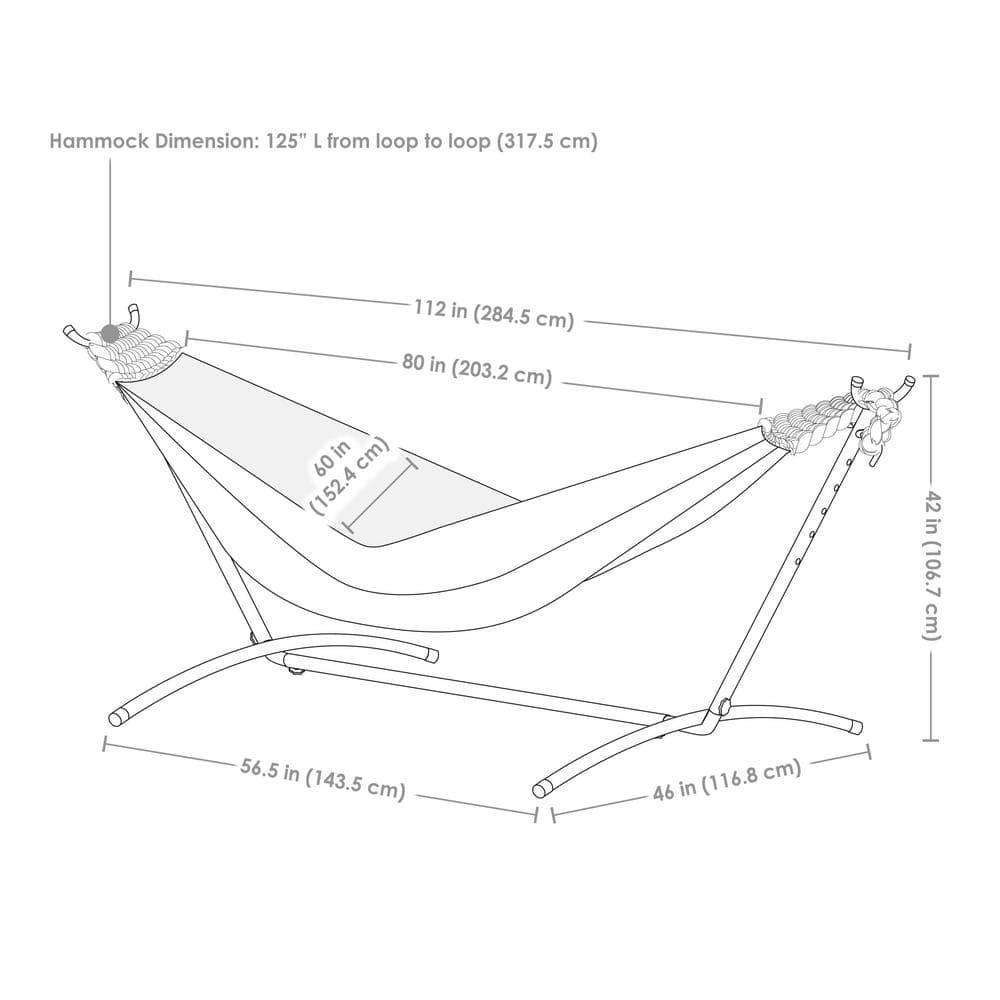 Sunnydaze Indoor/Outdoor Portable Brazilian Double Hammock with Stand and Carrying Pouch - 400 lb Weight Capacity - Beach Oasis