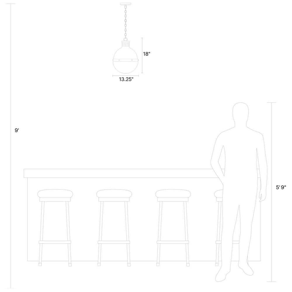 Generation Lighting Hanks 1 -Light Brushed Nickel Transitional White glass Globe Medium Hanging Pendant light