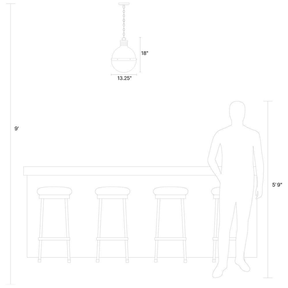 Generation Lighting Hanks 1 -Light Midnight Black Transitional White glass Globe Medium Hanging Pendant light