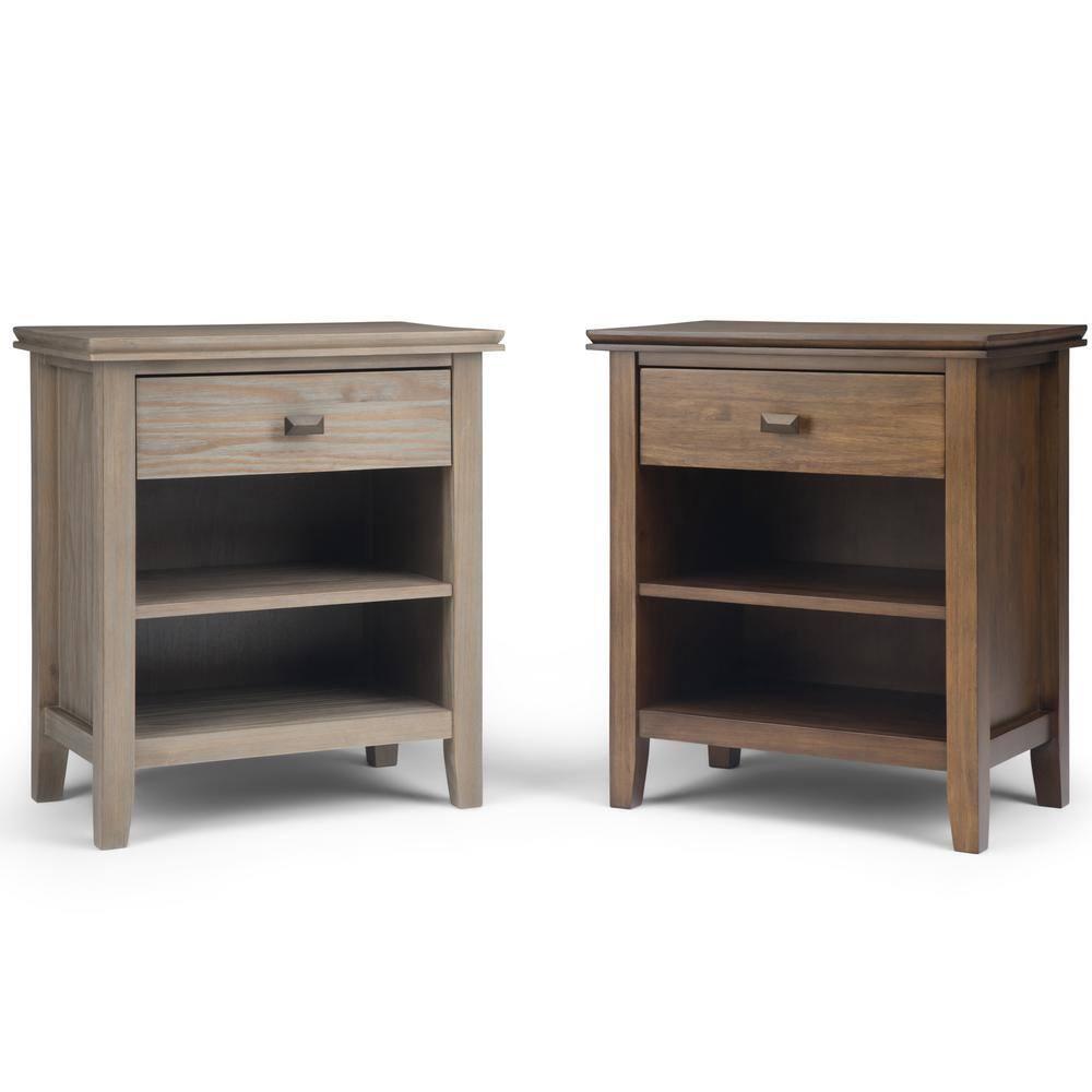 Simpli Home Artisan 24"W Solid Wood Nightstand with Drawer and Shelves