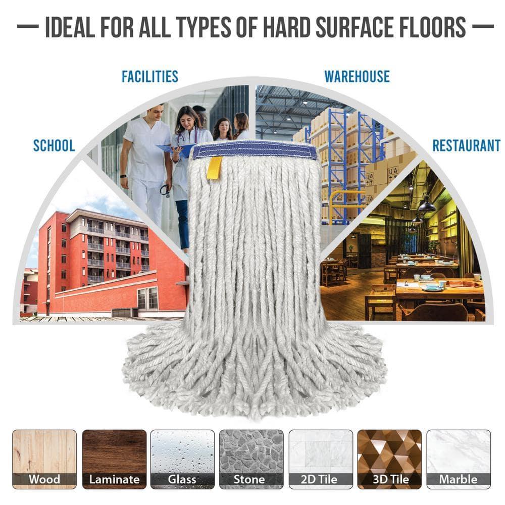 Natural Cotton String Mop Head Refill Pack, 11-inch Length