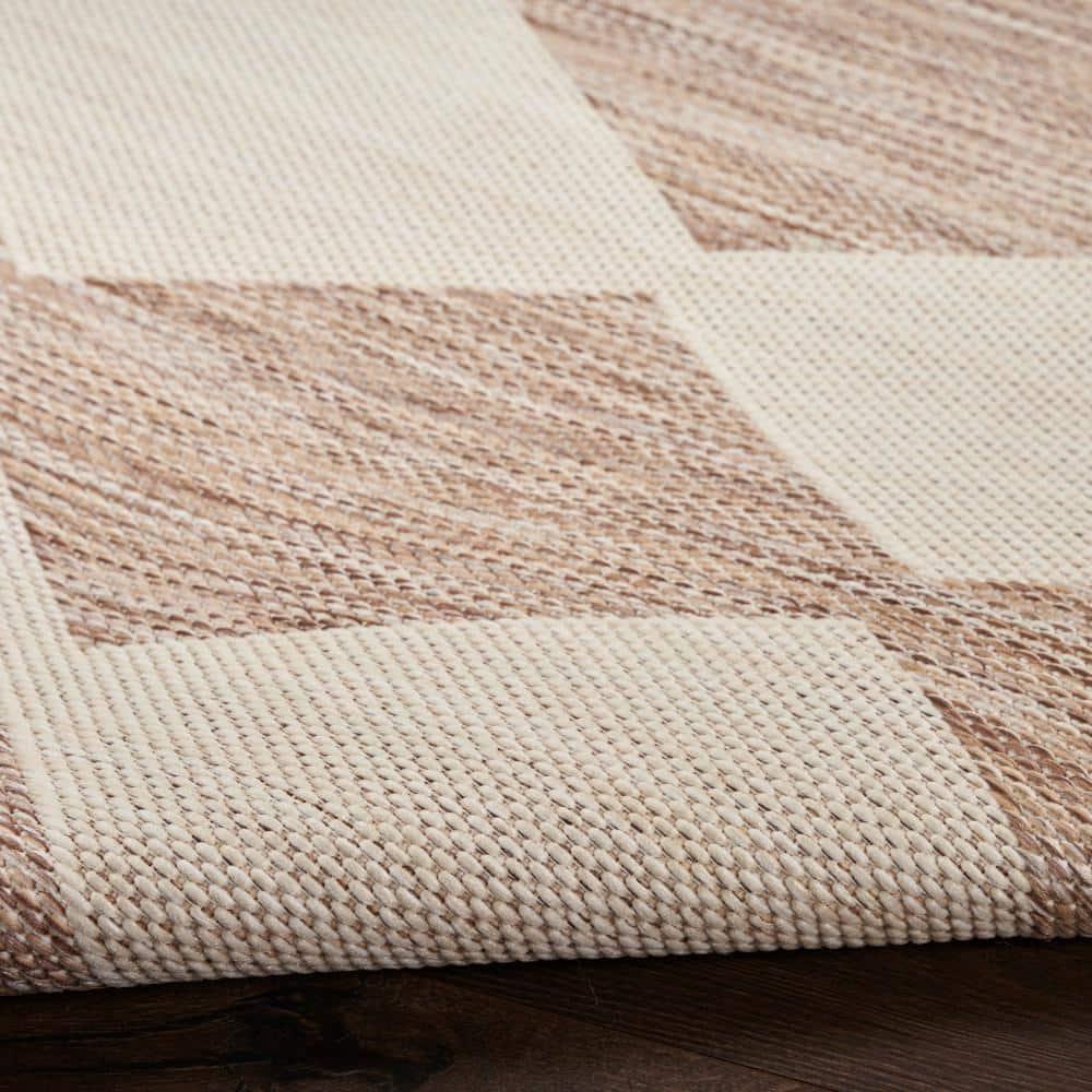 Nourison Positano 8' x 10' Beige Diamond Modern Flatweave Indoor/Outdoor Rug