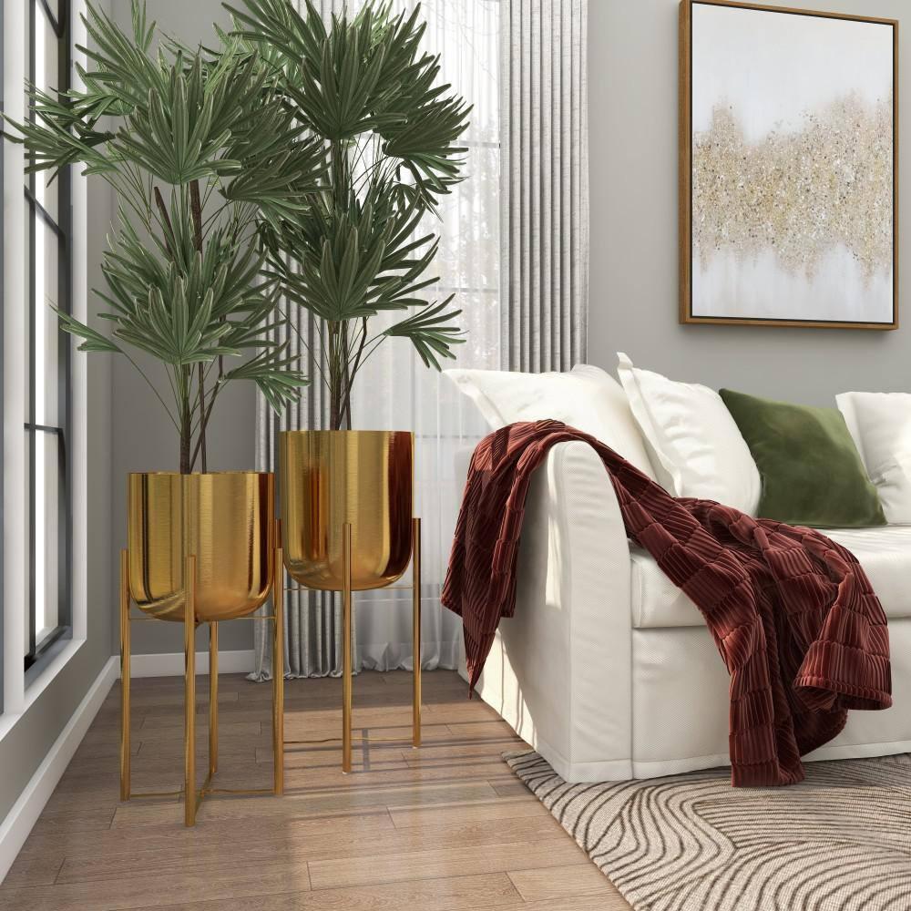 CosmoLiving by Cosmopolitan 2 - Piece Metal Dome Indoor Outdoor Planter with Removable Stand Set